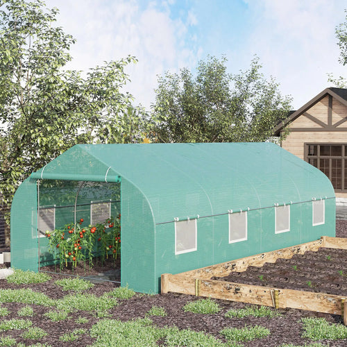 20x10x7ft Walk-in Greenhouse, Outdoor Plant Growth Shed, Green