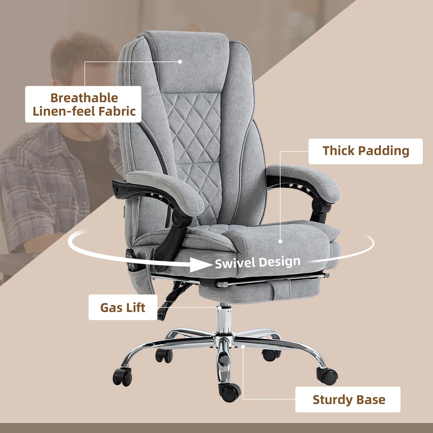 Massage Office Chair, Reclining Computer Chair, Adjustable Height, Footrest, Grey Massage Chairs at Gallery Canada