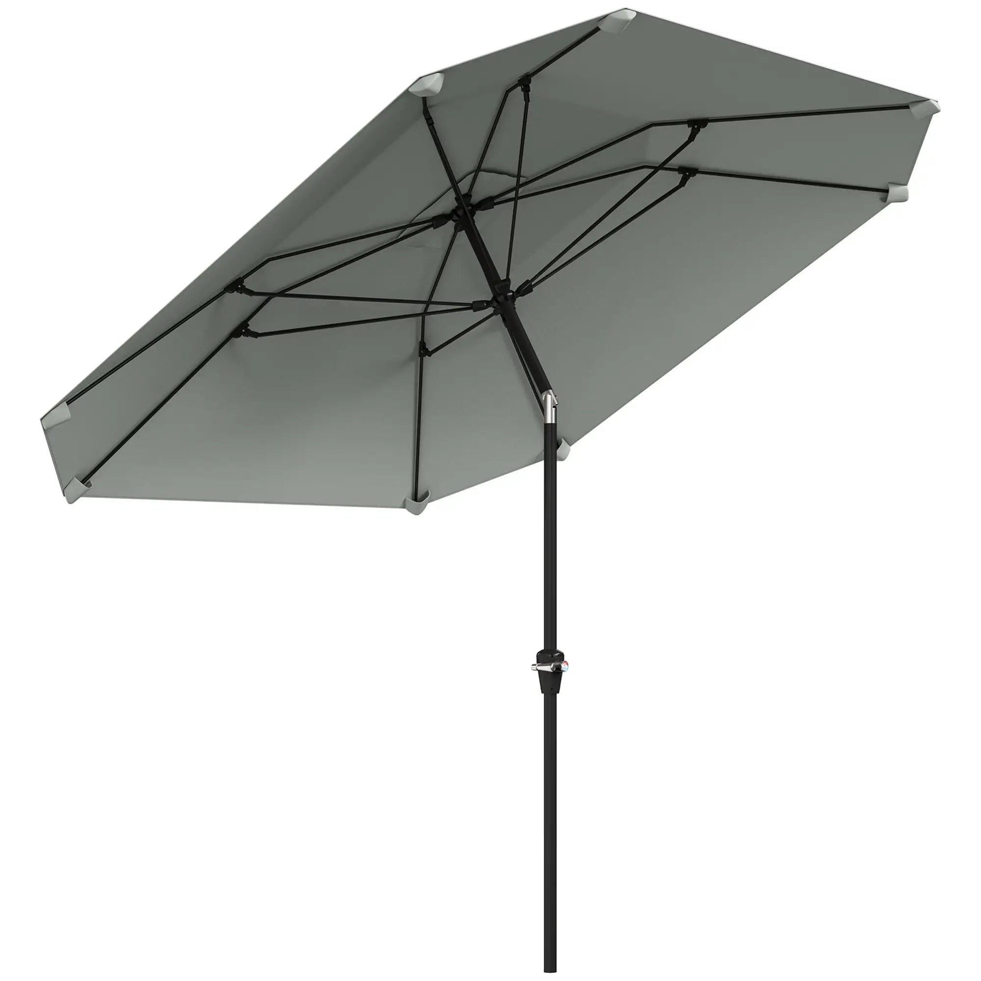 7.6FT Aluminum Patio Umbrella, 8 Ribs, Crank Tilt, Light Grey Sun Umbrellas at Gallery Canada
