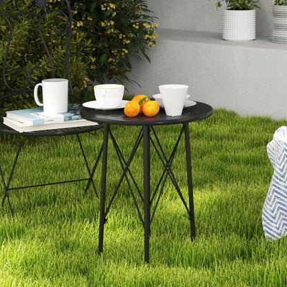 15.7" Round Garden Table, Steel Balcony Bistro, Adjustable Feet, Black Patio Side Tables at Gallery Canada