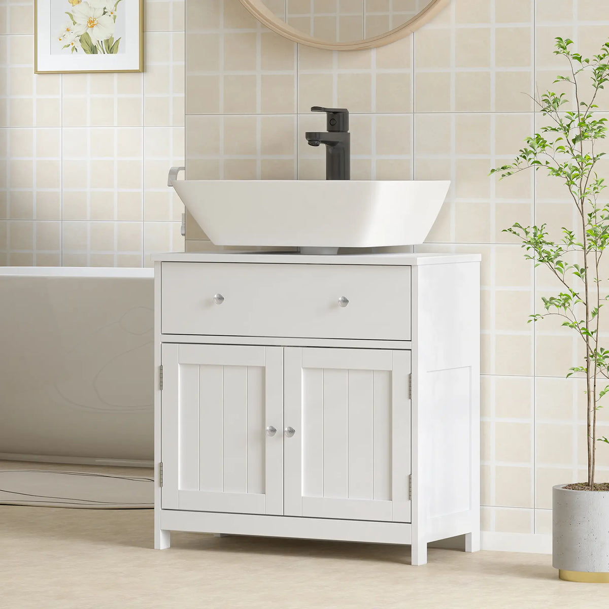 Modern Bathroom Vanity Cabinet, Under Sink Storage, White Bathroom Cabinets at Gallery Canada