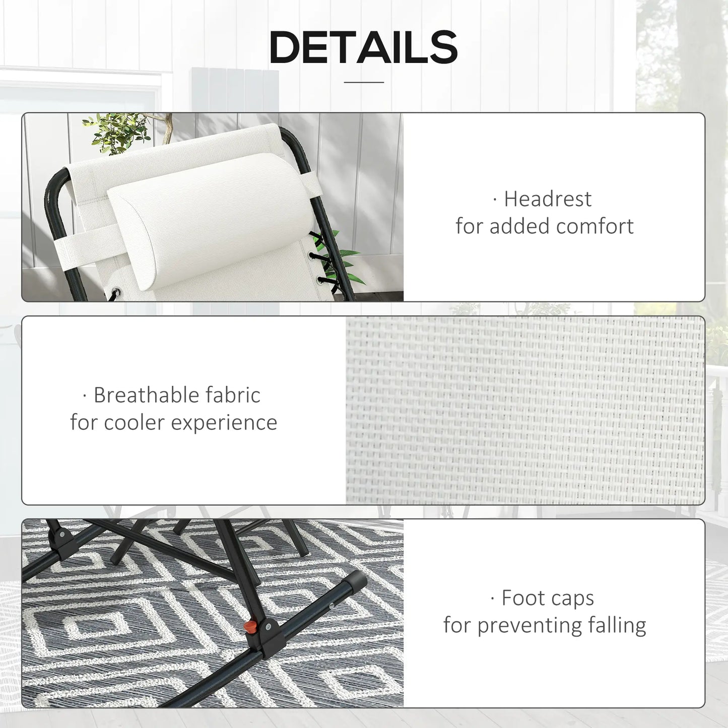 2pc Foldable Rocking Chair Set, Breathable Mesh Seat, Cream Outdoor Rocking Chairs at Gallery Canada
