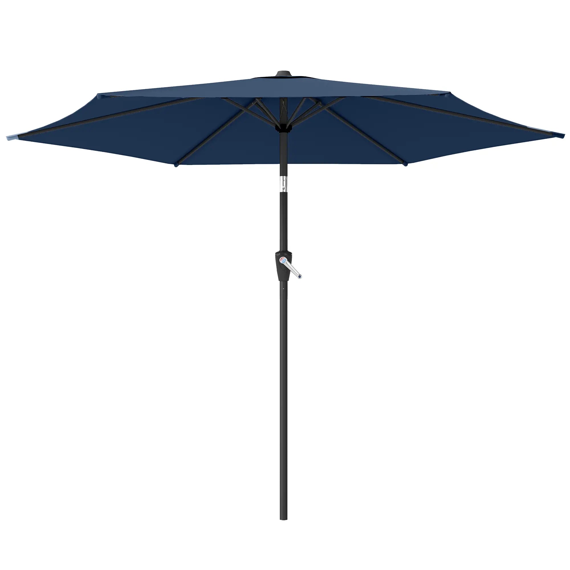 9FT Patio Umbrella With Tilt, Crank, 6 Ribs, UV Protection Sun Umbrellas Navy Blue at Gallery Canada