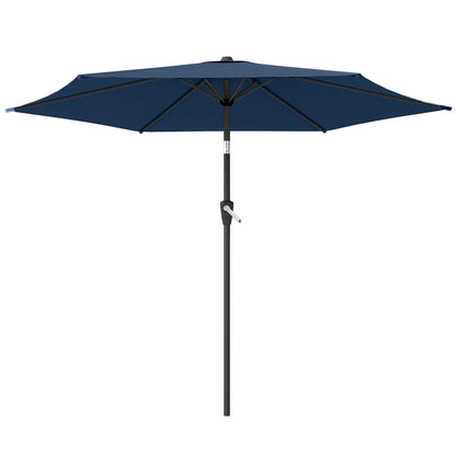 9FT Patio Umbrella With Tilt, Crank, 6 Ribs, UV Protection Sun Umbrellas Navy Blue at Gallery Canada