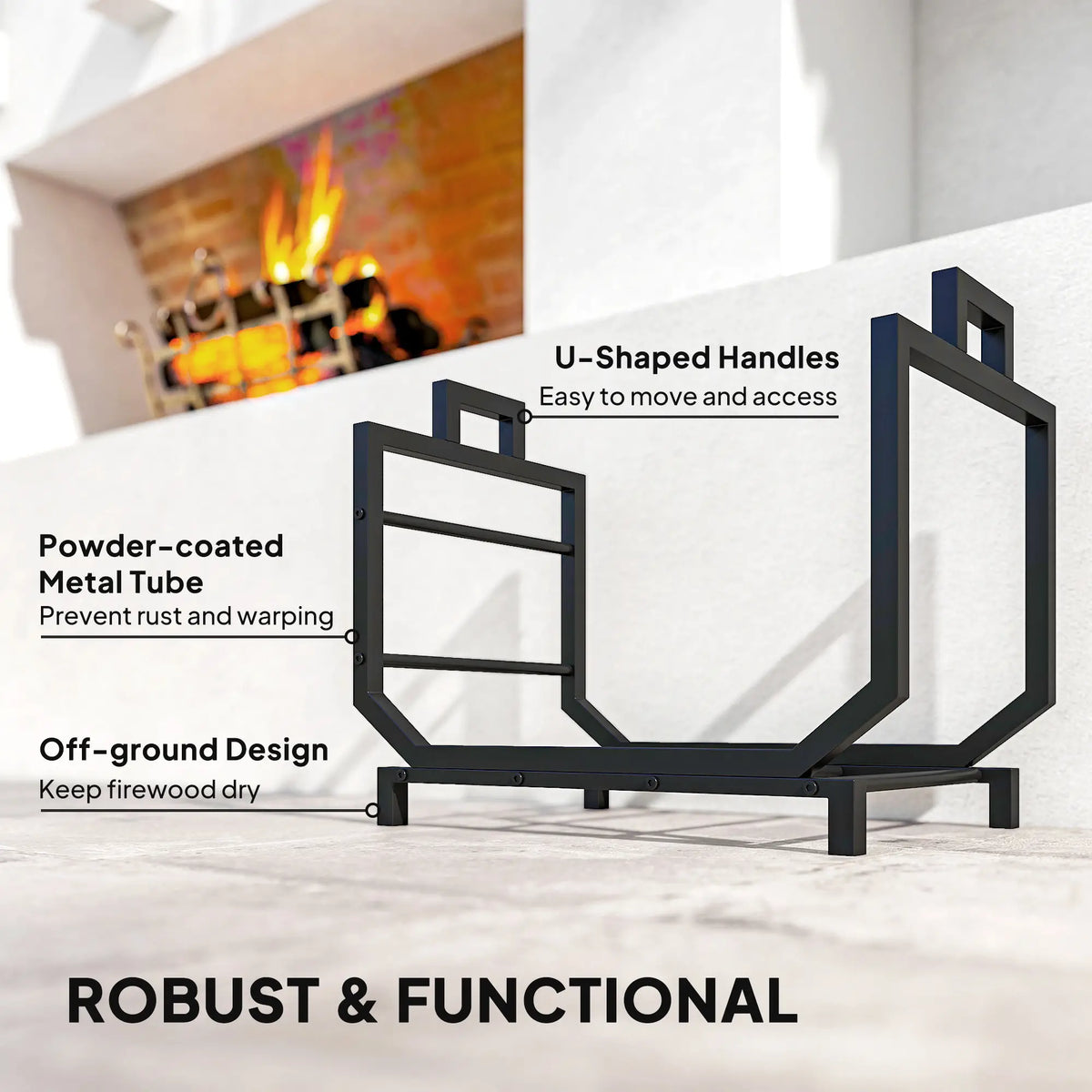 Firewood Rack Outdoor, Heavy-Duty Log Holder with Tote Bag Firewood Racks at Gallery Canada