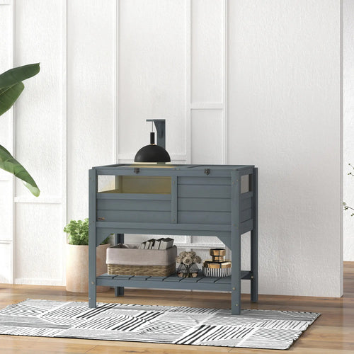 Wooden Tortoise House with Shelf, Light Frame, Tray, 33