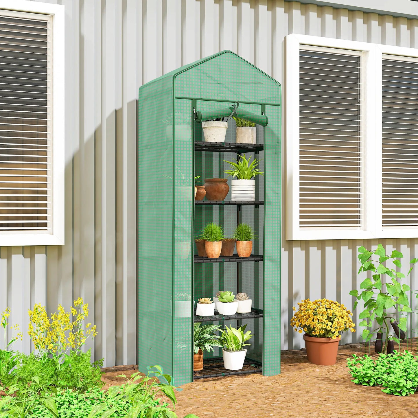 5 Tier Mini Greenhouse, Portable, Transparent, 27.25" x 19.25" x 76", Green Greenhouses at Gallery Canada