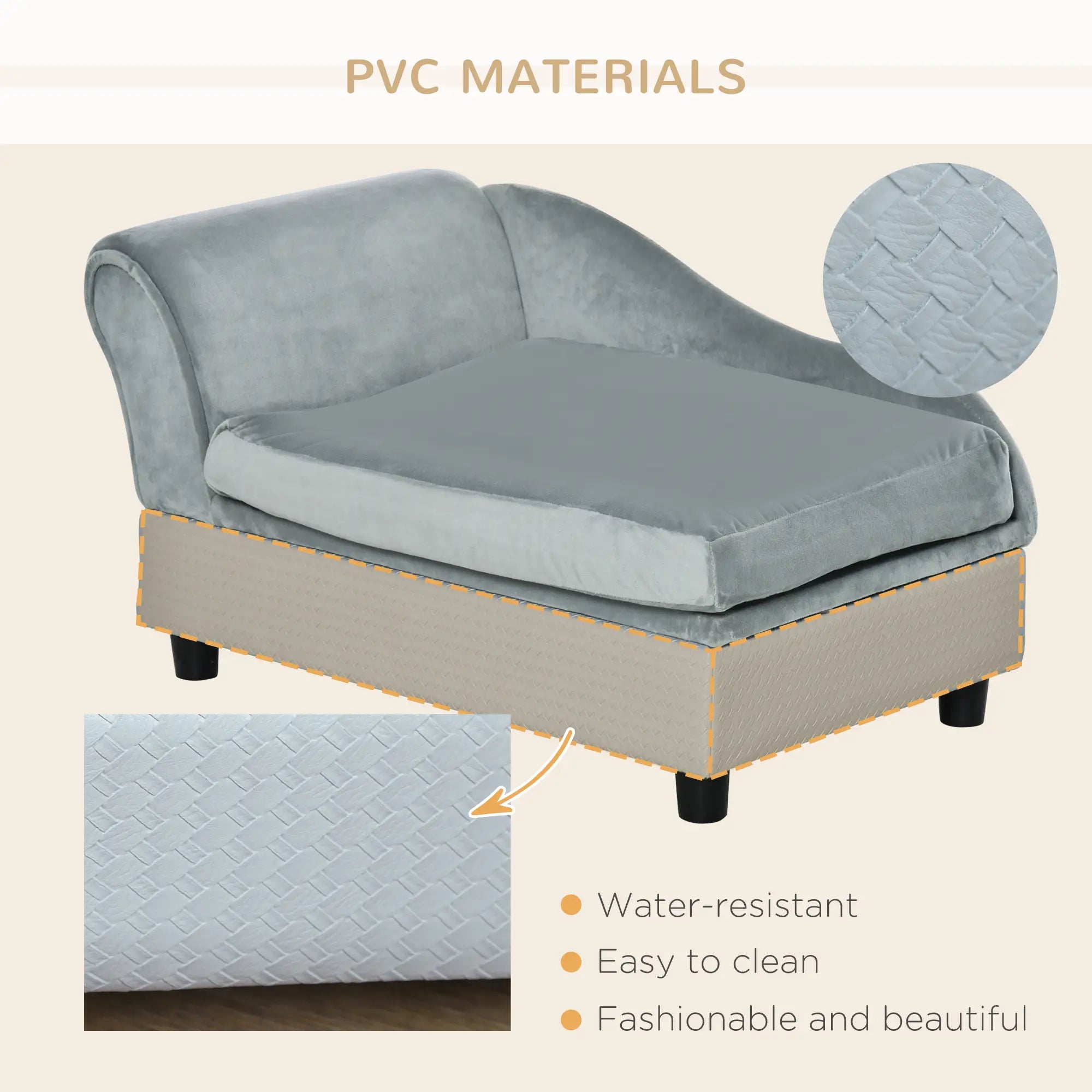 Pet Sofa Dog Couch Chaise Lounge, Small Size, Light Grey Dog Sofas at Gallery Canada