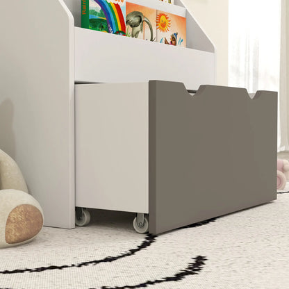 Kids Bookshelf, 3 Tier Display Shelves with Drawer, Grey Baby & Kids Storage at Gallery Canada