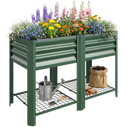 31.5" Green Raised Garden Bed, Storage Shelf, Elevated Planter, Green Elevated Garden Beds at Gallery Canada