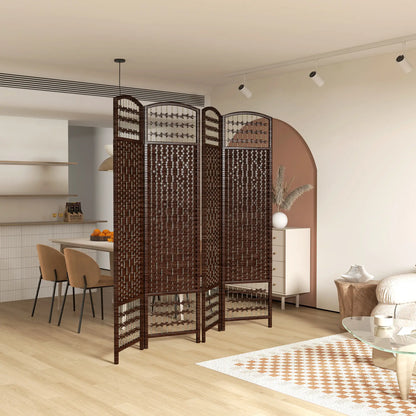 4 Panel Folding Room Divider, Portable Privacy Screen, Brown Room Dividers at Gallery Canada