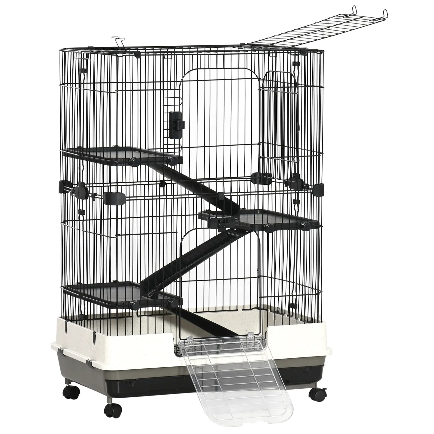 45"H 4-Level Rabbit Hutch, Universal Wheels, Slide-Out Tray, Black Houses & Habitats at Gallery Canada