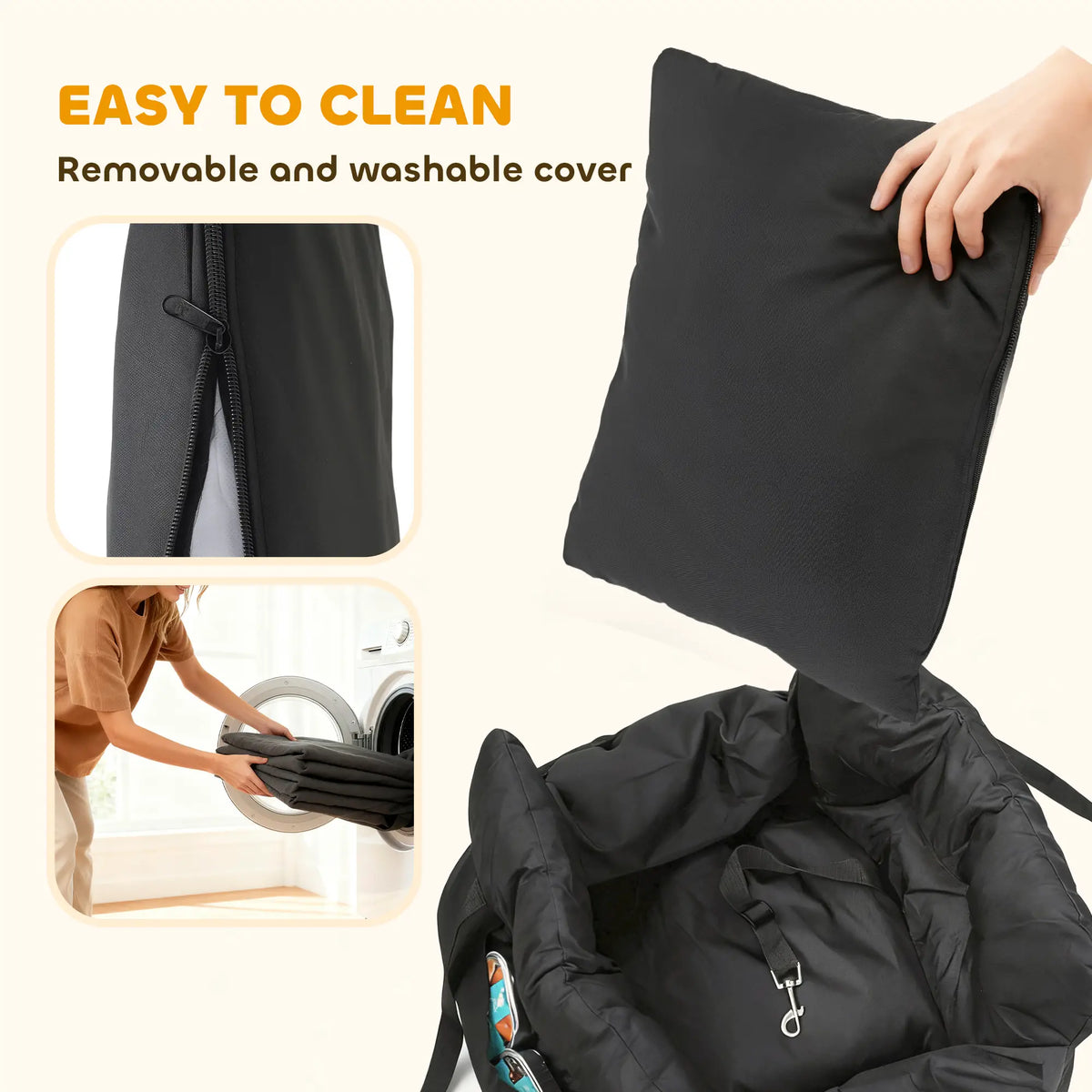 Dog Car Seat for Small Pets, Machine Washable, with Cushion, Black Dog Bike Trailers & Strollers at Gallery Canada