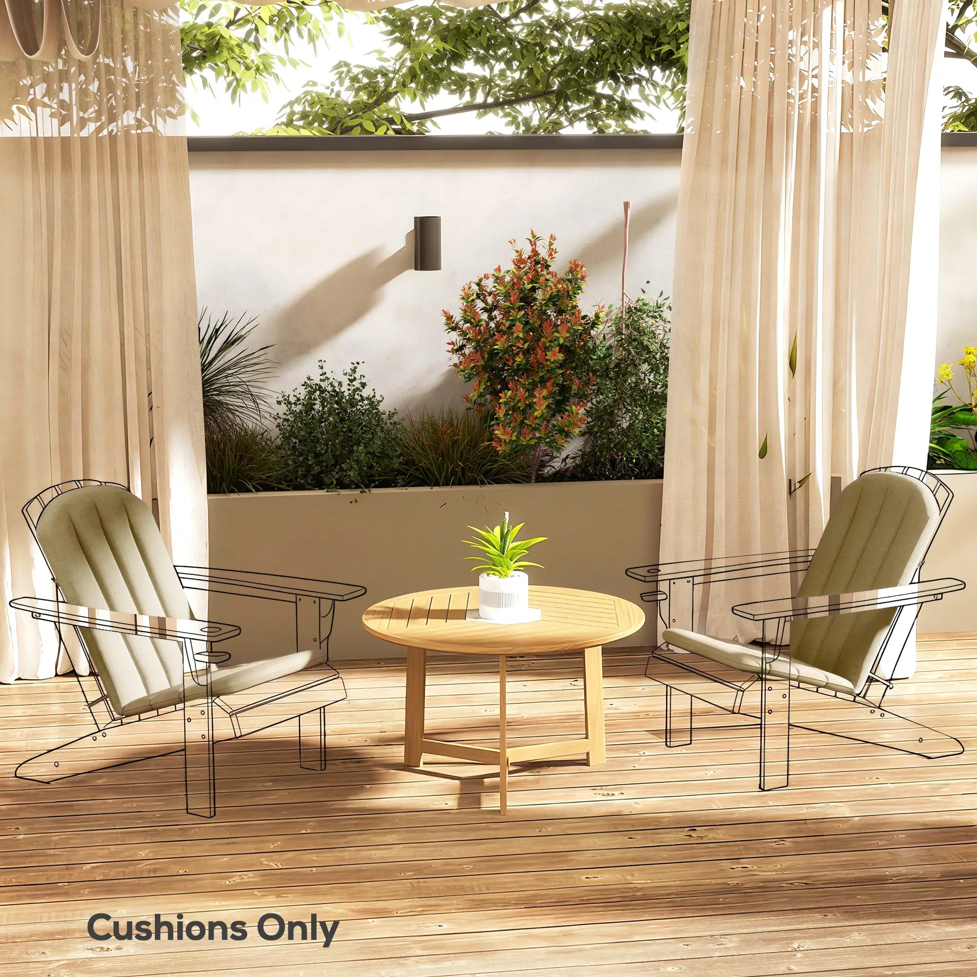 Patio Chair Cushions Set, High Back Adirondack, High-Density Foam, Beige Patio Chair Cushions at Gallery Canada