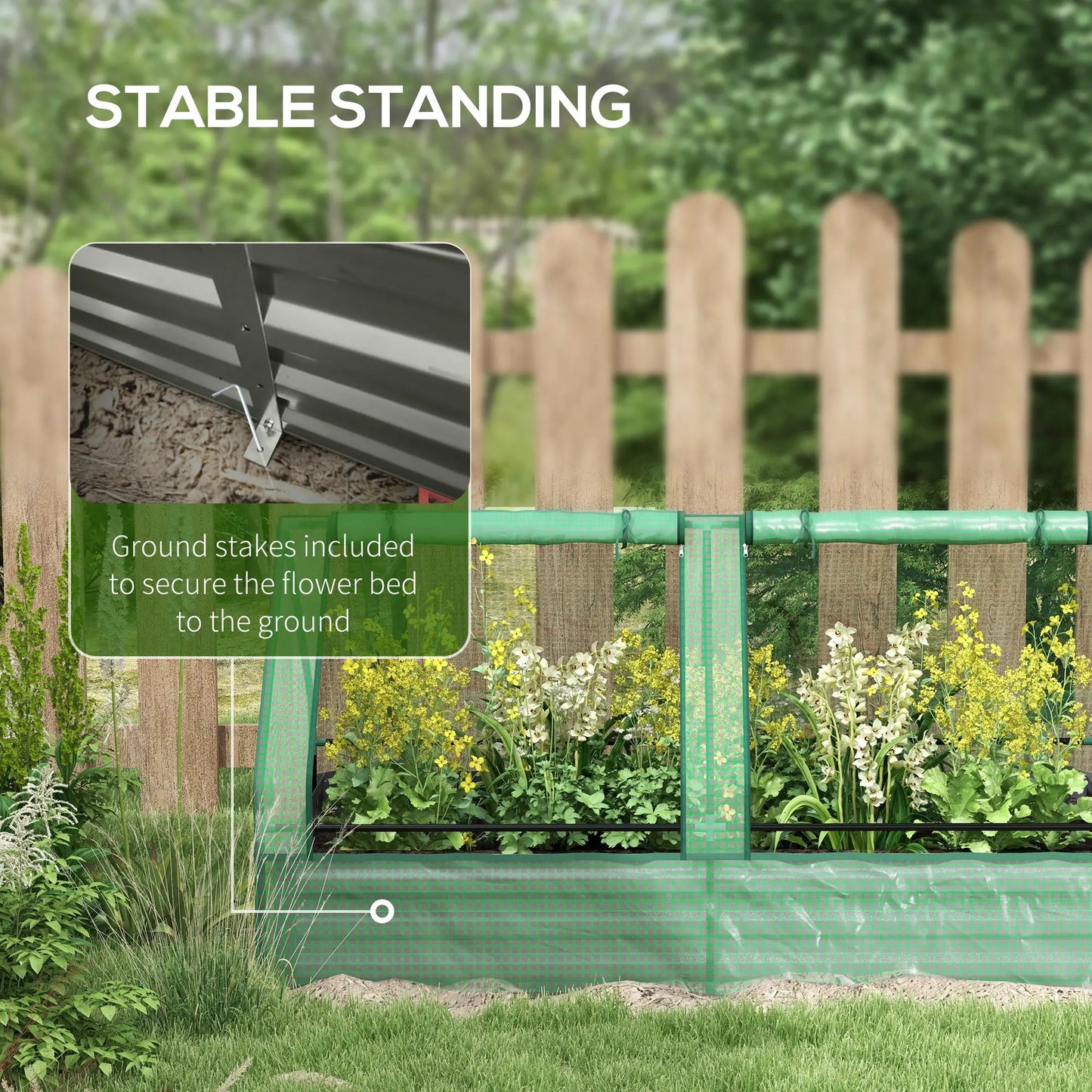 6' x 3' Metal Planter Box with Cover, Raised Garden Bed, Green and Silver Mini Greenhouses at Gallery Canada