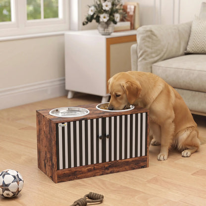 Raised Dog Bowls, Slow Feeder, 2 Stainless Steel Bowls, Rustic Brown Dog Bowls at Gallery Canada