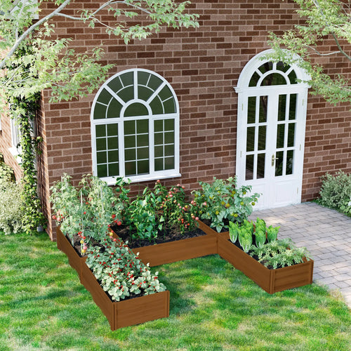 DIY 5-Box Garden Planter, Open Bottom, Outdoor, Brown
