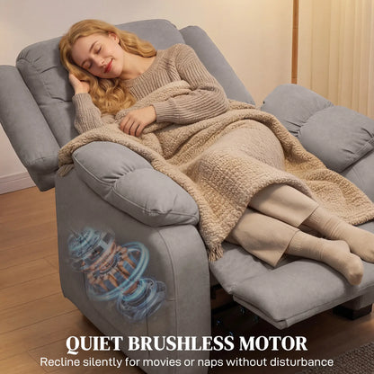 Massage Recliner Chair, Power Recliner, 2 Memory Positions, Brown Single Sofas at Gallery Canada