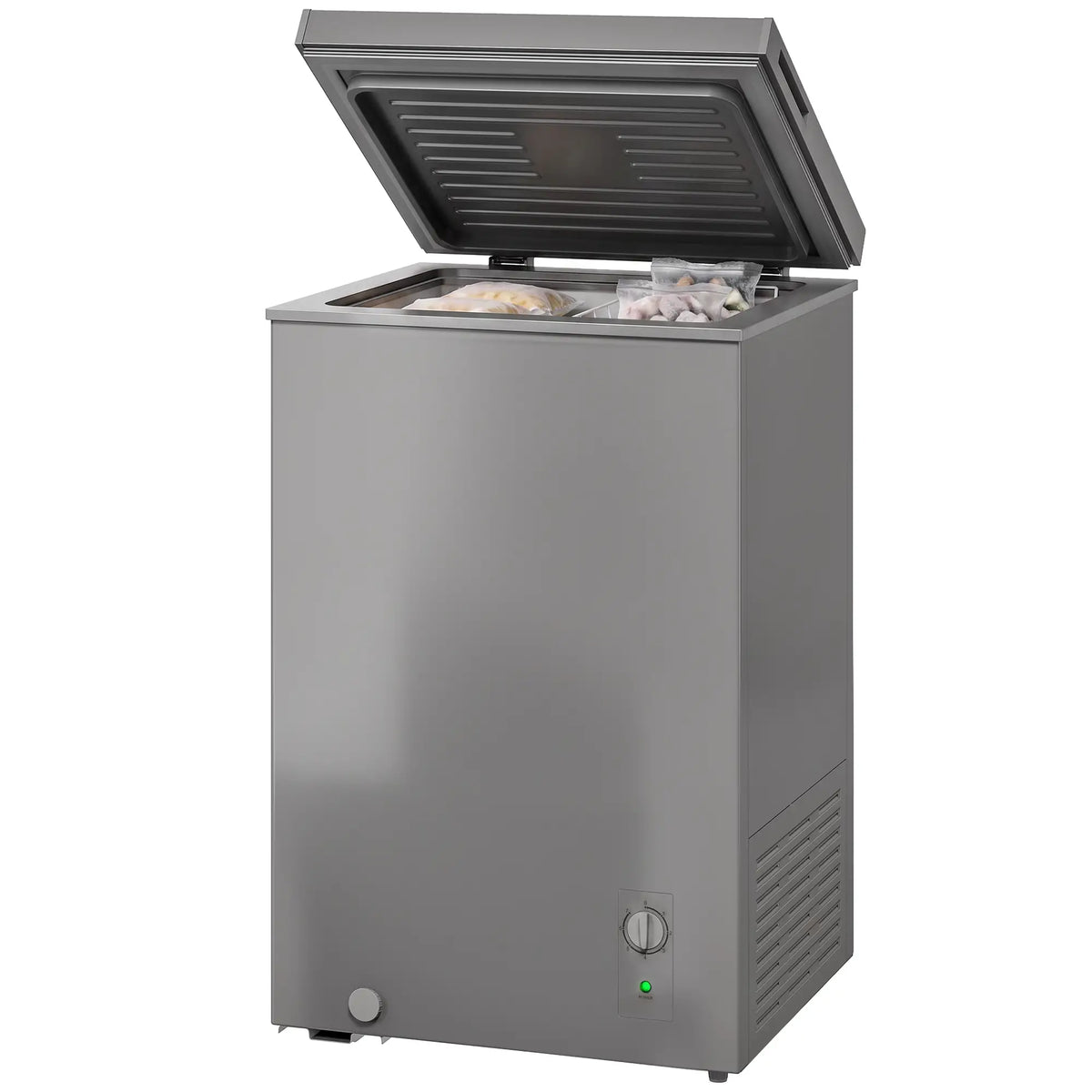 3.5 Cu.Ft Chest Freezer, 7-Setting Thermostat, Wire Basket, Grey Small Kitchen Appliances Grey at Gallery Canada