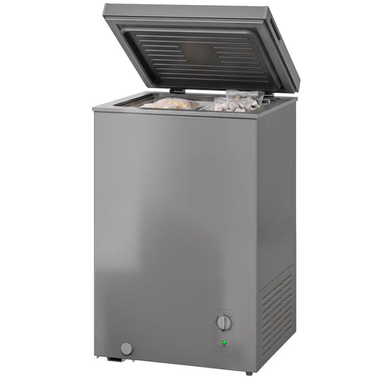 3.5 Cu.Ft Chest Freezer, 7-Setting Thermostat, Wire Basket, Grey Small Kitchen Appliances Grey at Gallery Canada
