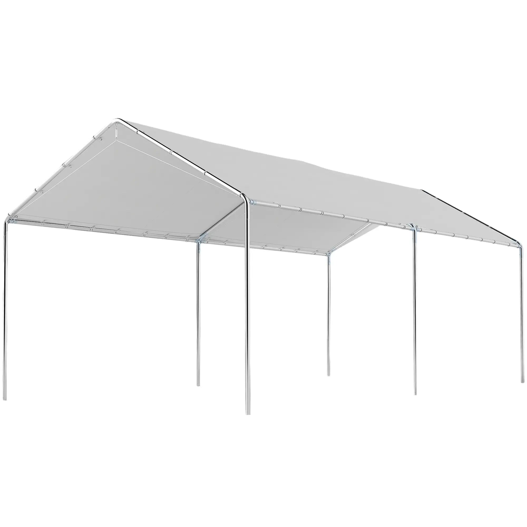 10' x 20' Heavy Duty Galvanized Carport Canopy, Anchor Kit, White Car Shelters at Gallery Canada