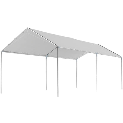 10' x 20' Heavy Duty Galvanized Carport Canopy, Anchor Kit, White Car Shelters at Gallery Canada