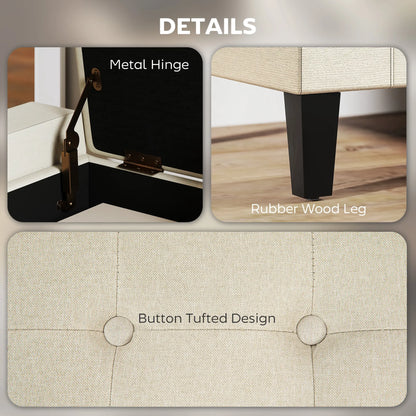 36In Storage Ottoman Bench, Wood Frame, Beige Storage Ottomans & Benches at Gallery Canada