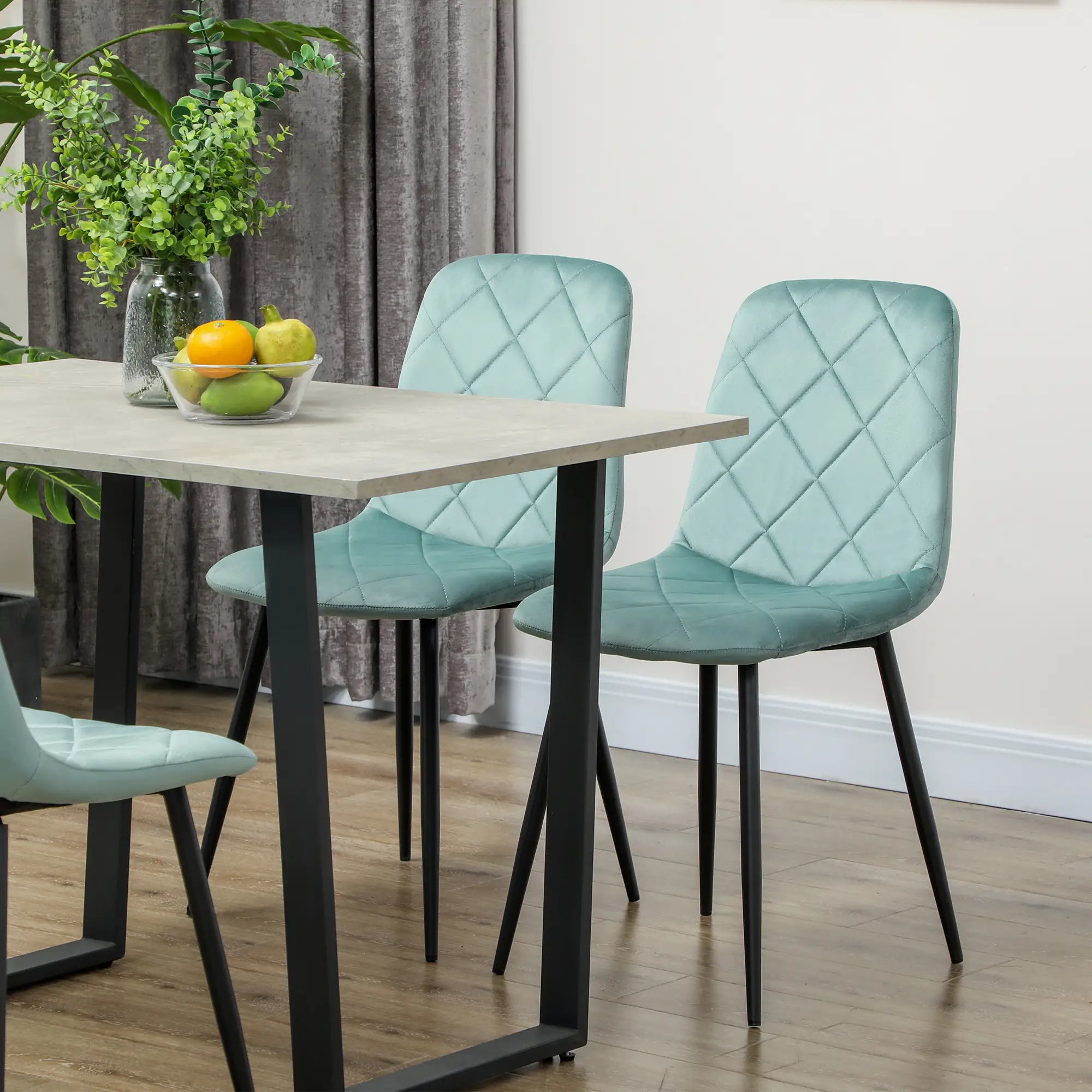 Upholstered Dining Chairs Set of 4, Steel Legs, Modern Kitchen Chair, Green Dining Chairs at Gallery Canada