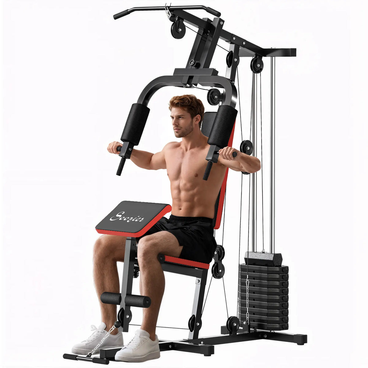 Weight Training Machine, Multifunction Home Gym, 143lbs, Red Power Towers at Gallery Canada
