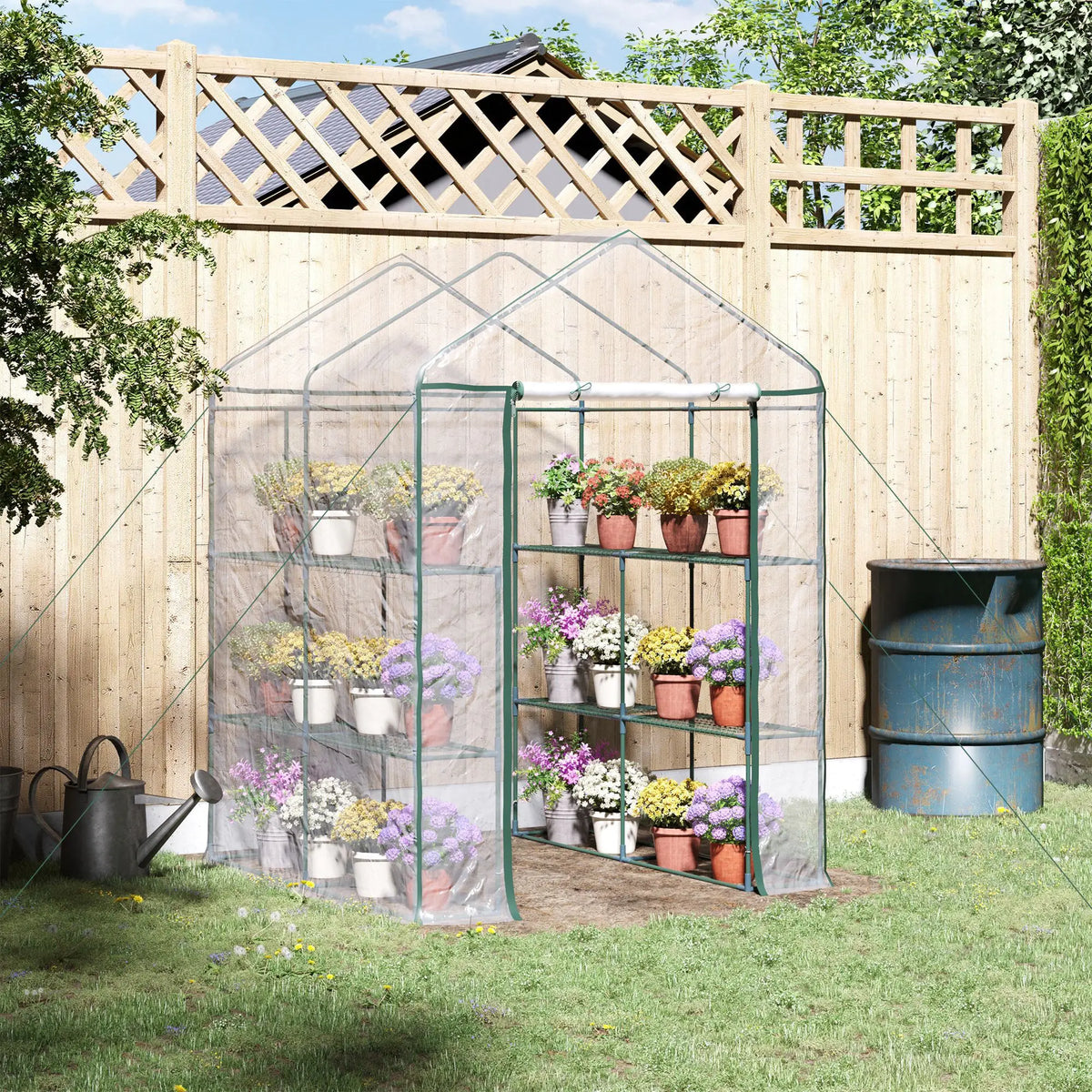 56" x 56" x 77" Walk-In Greenhouse, 8 Shelves, PVC Cover, Transparent Walk In Greenhouses at Gallery Canada