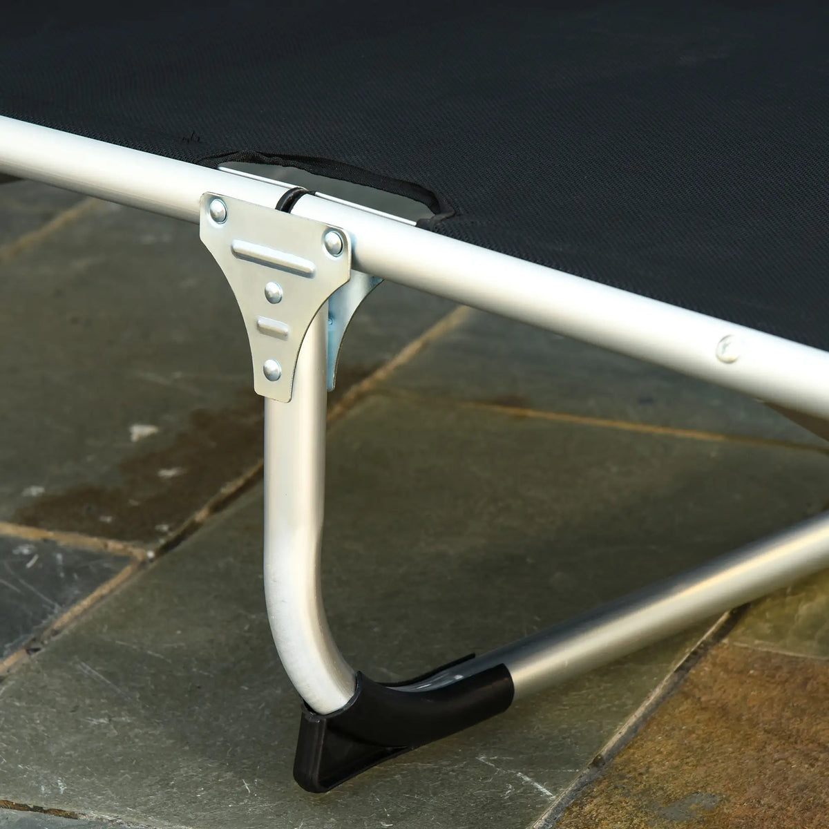 Folding Lounge Chair, Adjustable Backrest, Aluminum Frame, Black Lounger Chairs at Gallery Canada
