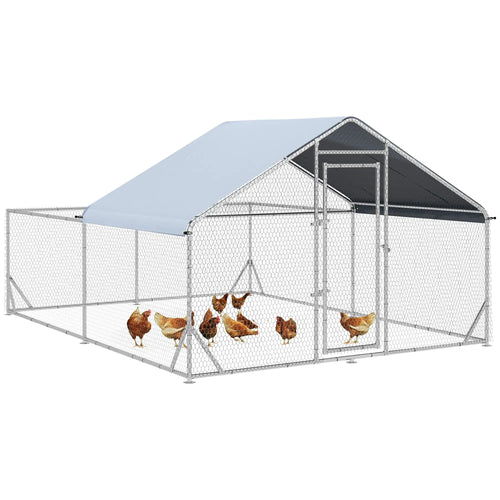 Large Metal Chicken Coop, Walk-in Poultry Cage, 13.1' x 9.8' x 6.4'