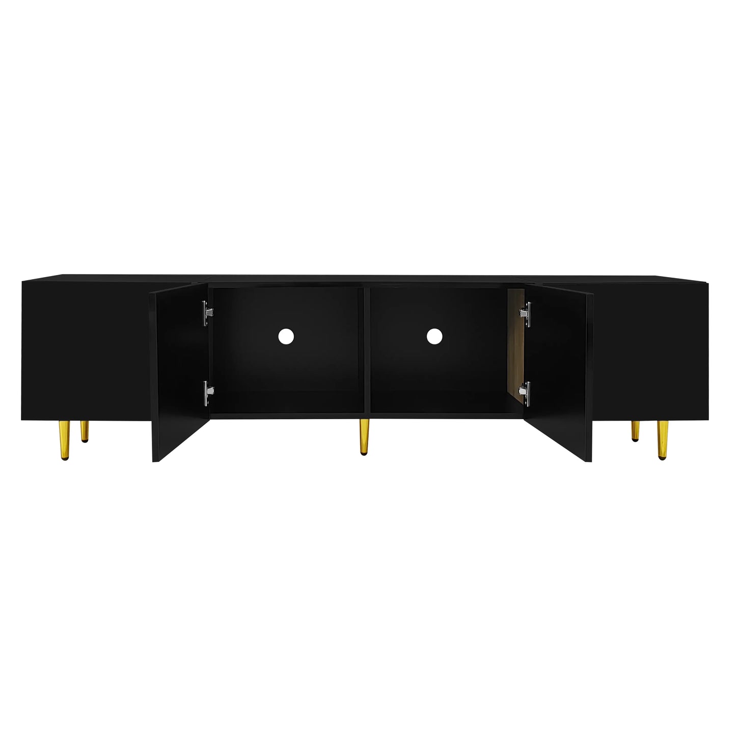 Modern TV Stand, 4 Doors, Soft-Close Hinges, 67" L x 13.5" W x 18" H, Black TV Stands at Gallery Canada