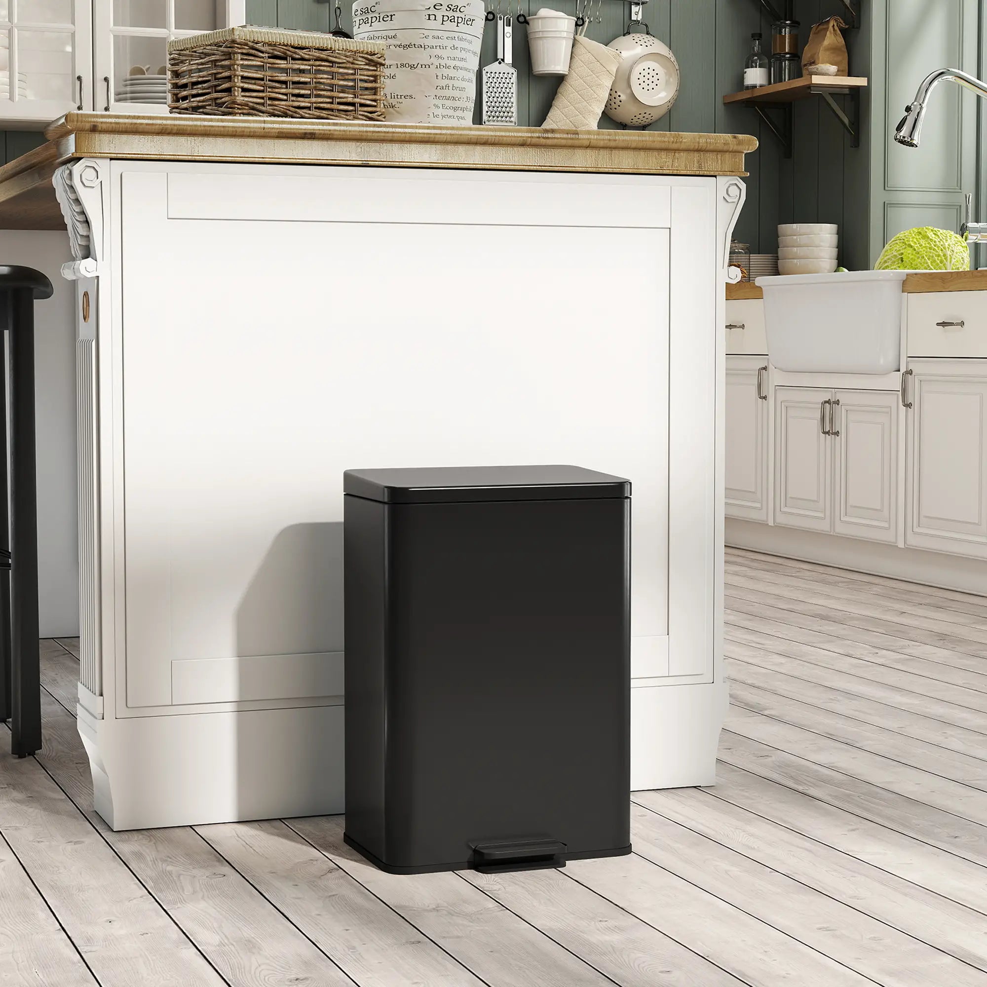 5.3 Gallon Garbage Bin with Soft Close Lid, Removable Inner Bucket, Matte Black Small Kitchen Appliances at Gallery Canada