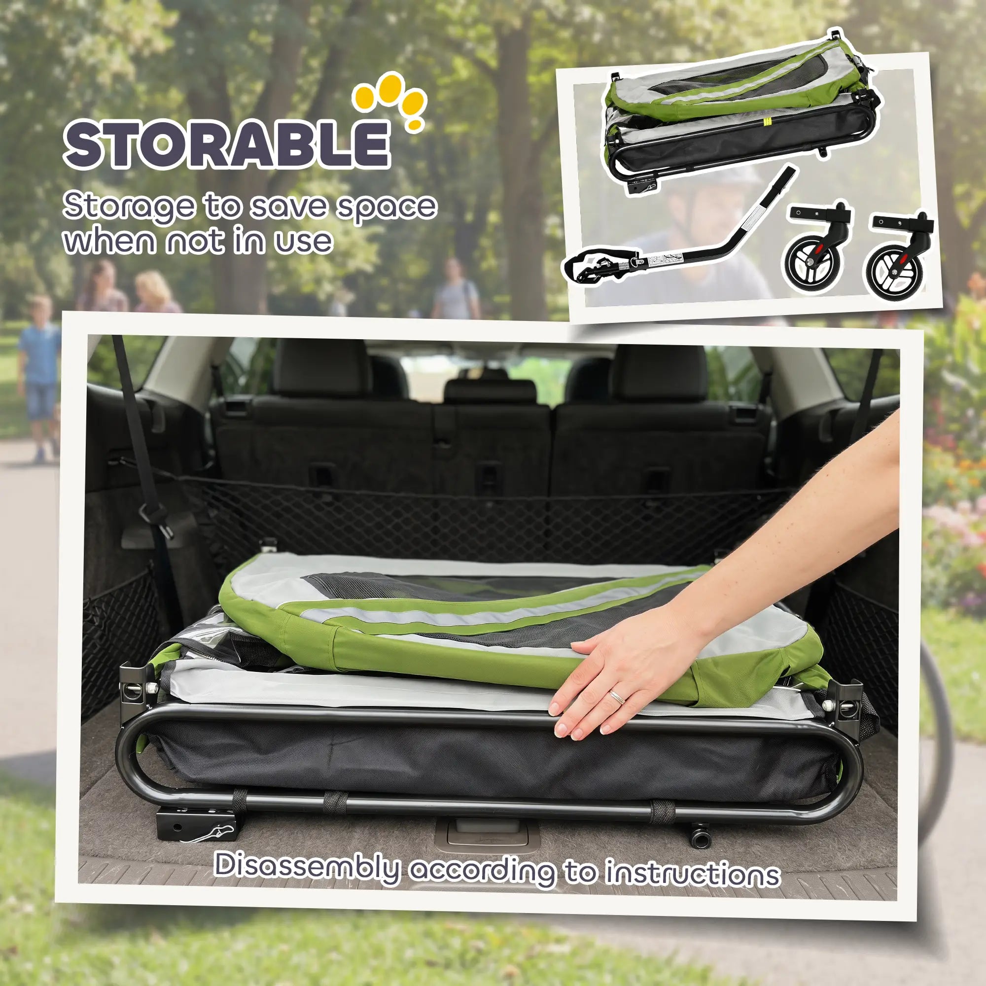 2-in-1 Dog Bike Trailer Pet Stroller, Green Dog Bike Trailers & Strollers at Gallery Canada