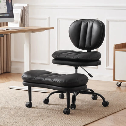 Ergonomic Cross Legged Office Chair, Swivel Meditation Desk Chair, Black Task Chairs at Gallery Canada