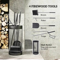 Fireplace Tool Set With Mesh Basket, 5 Piece Kit Fireplaces & Accessories at Gallery Canada