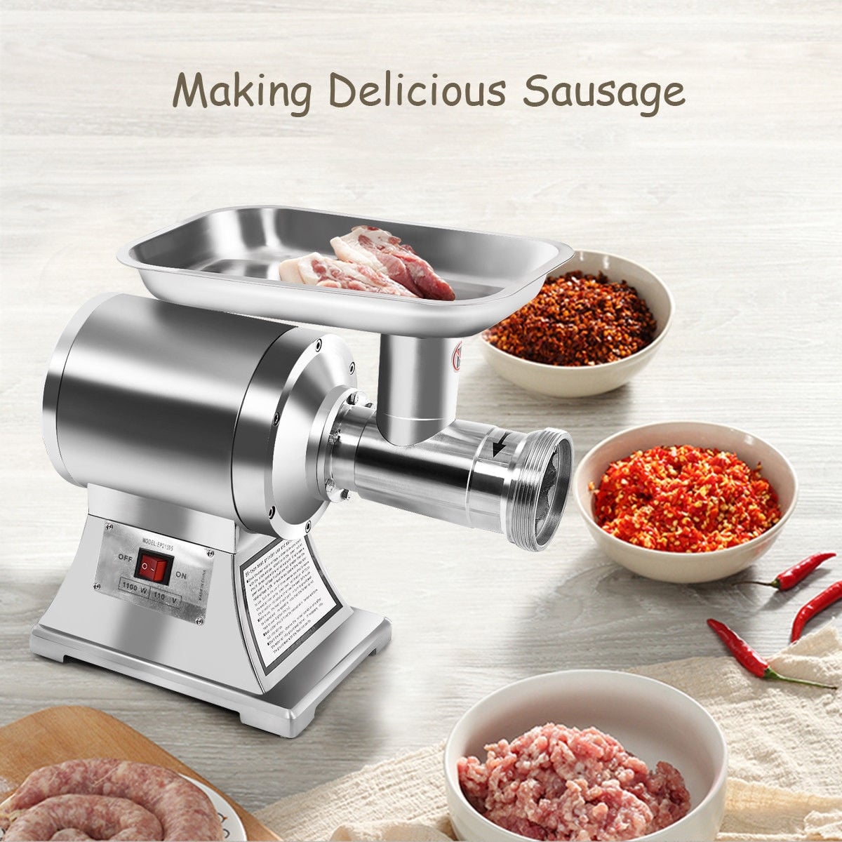 1100W Stainless Steel Heavy Duty #22 Electric Meat Grinder Food Grinders & Mills at Gallery Canada