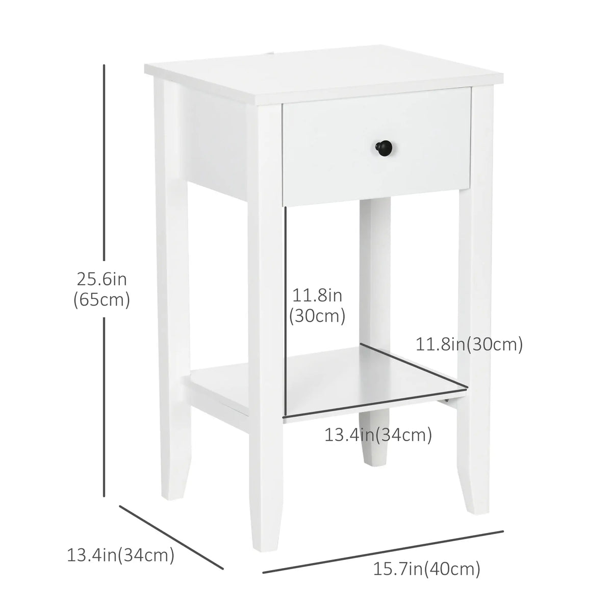 HOMCOM Side Table Set of 2 with Drawer, Shelf, Nightstand, White Side Tables at Gallery Canada