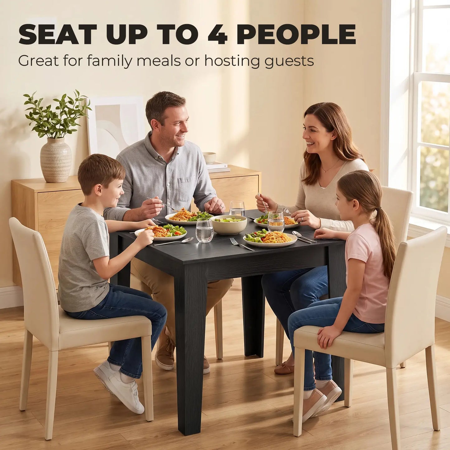 Table à manger carrée pour 4, 31,5" effet bois, cuisine