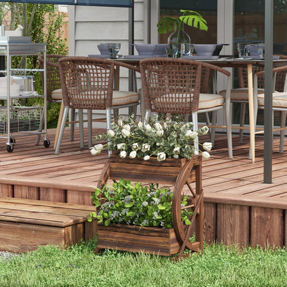 Wooden Wagon Planter Box, 2-Tier Raised Garden Bed, Vegetables Flowers Herbs Wooden Planter Boxes at Gallery Canada