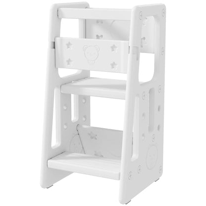Toddler Kitchen Helper, 2 Step Stool, Adjustable Height, Safety Rail, White Toddler & Kids Step Stools at Gallery Canada