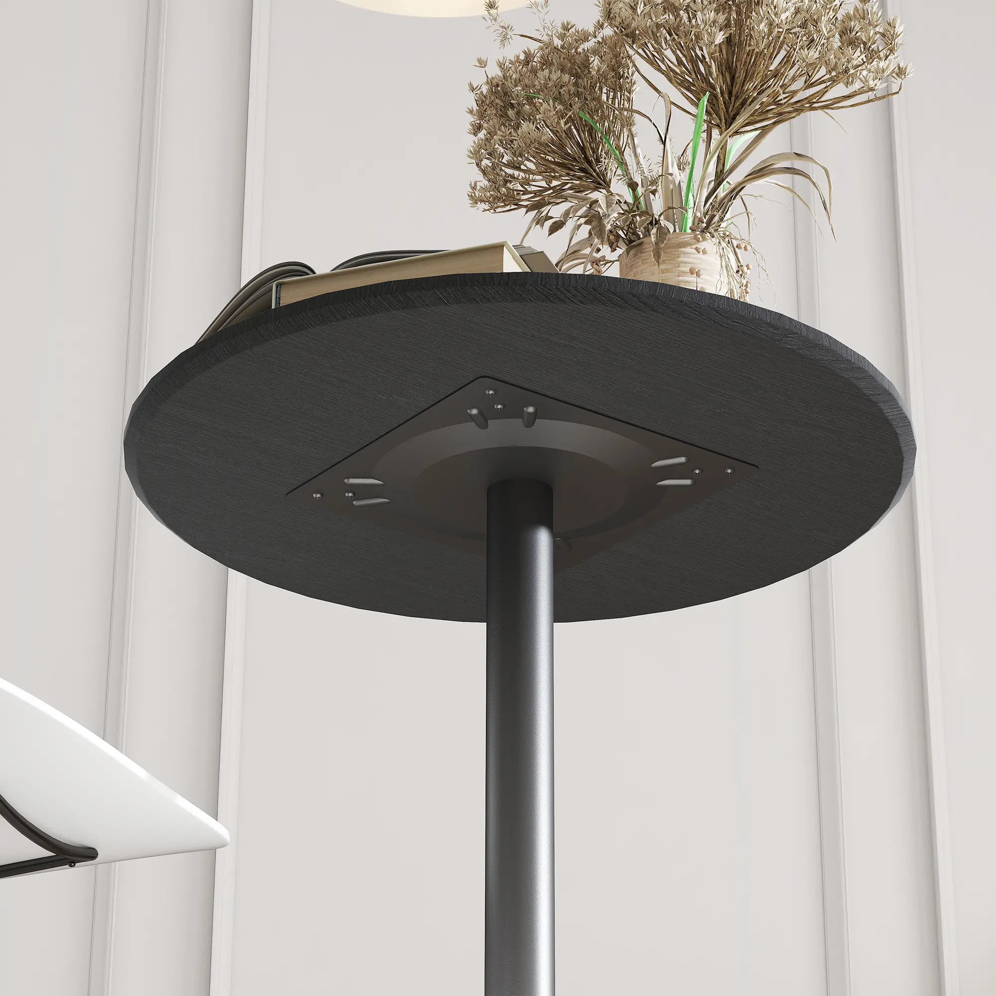 Round Table for 2, 40.2 Inch, Steel Frame, Non-Slip Base, Black Bar Tables at Gallery Canada