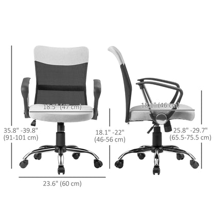 Mid Back Office Chair, Linen Mesh Desk Chair, Adjustable Height, Grey Executive & Manager Chairs at Gallery Canada