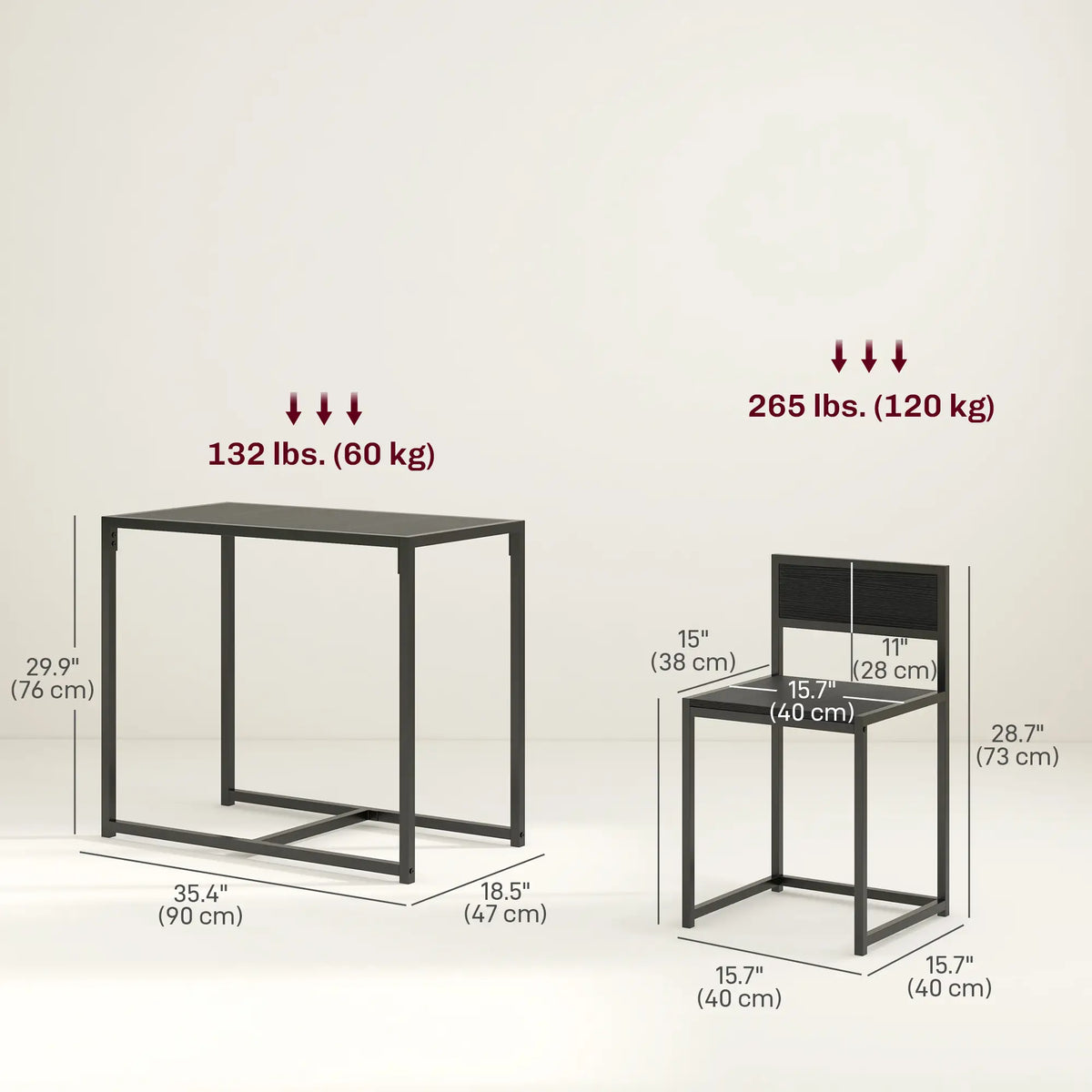 Industrial Dining Table Set for 2, Kitchen Table and Chairs, Small Space Bar Sets at Gallery Canada