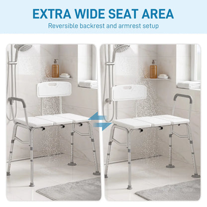 Banc de transfert pour baignoire avec accoudoir, dossier, chaise de douche, blanc