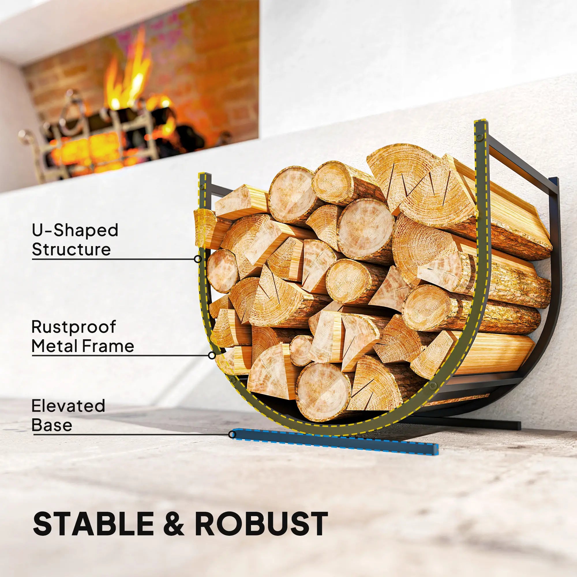 Firewood Rack, 17 Inch Heavy Duty Log Holder, Indoor Outdoor Storage Firewood Racks at Gallery Canada