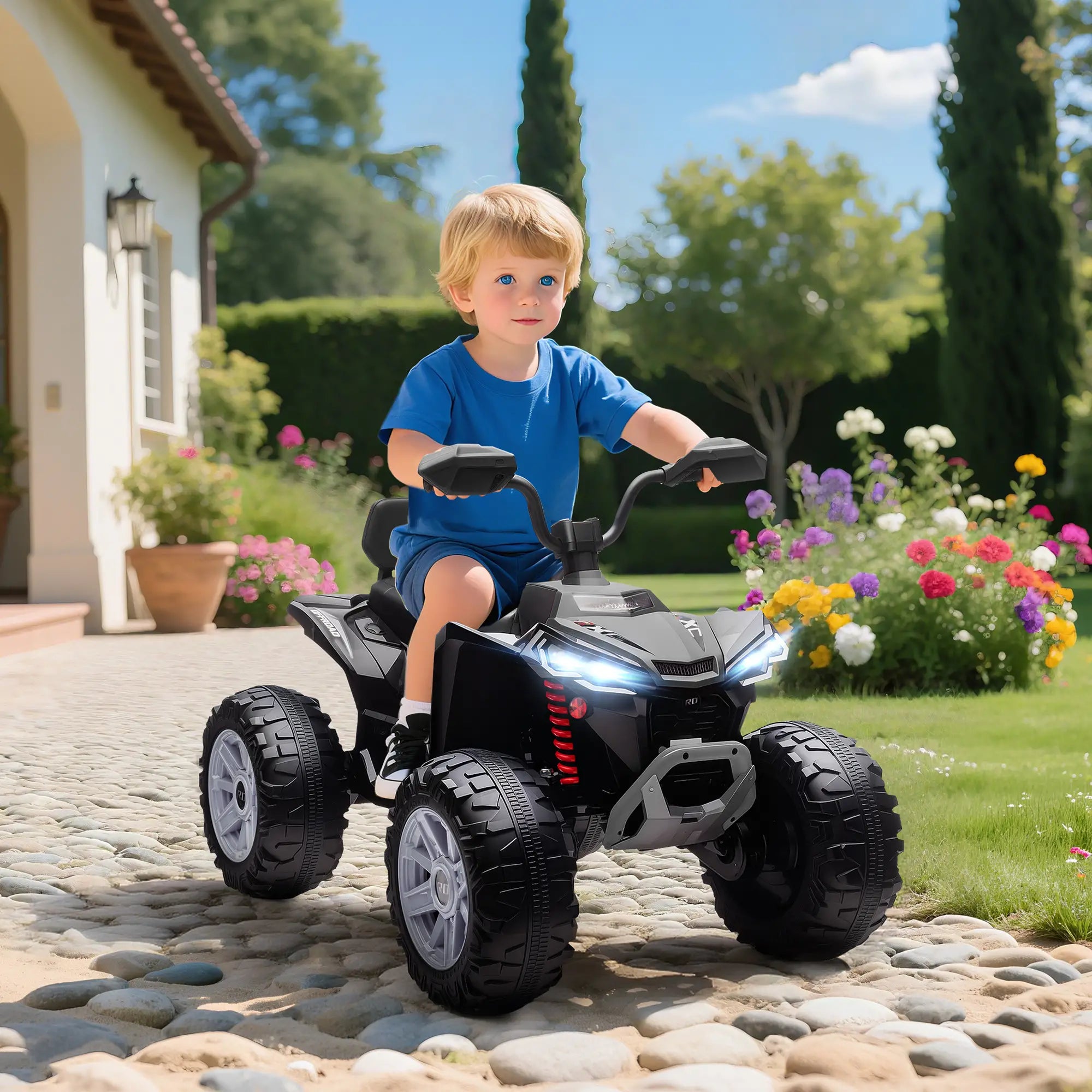 2-Seater All-Terrain 4 Wheeler, 24V Kids ATV, Electric Quad Car, Black Electric Toy Cars at Gallery Canada