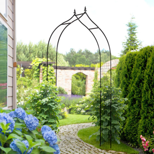 8FT Metal Garden Arch, Decorative Arbor Trellis for Plants, Black Garden Arches Black at Gallery Canada