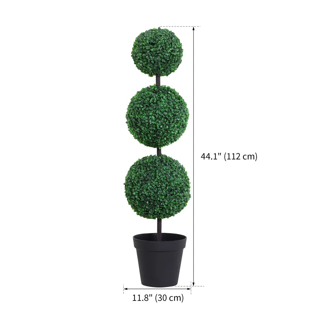 Artificial Ball Boxwood Topiary Trees, 44.1", Fake Plants In Pots, Dark Green Artificial Trees at Gallery Canada
